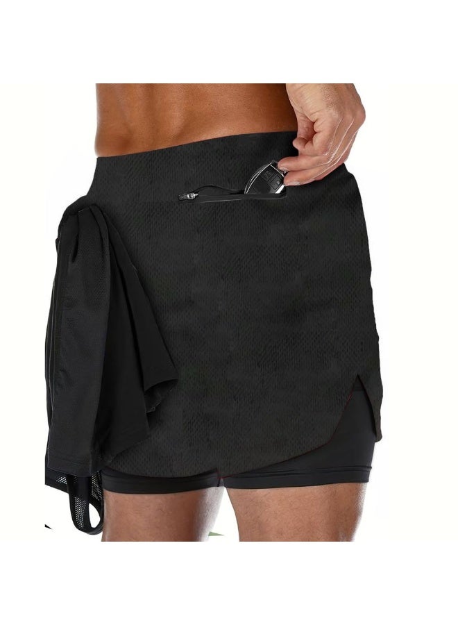 ناكسوس شورتات رياضية للرجال، شورتات رياضية للجري للرجال، شورتات رياضية برباط للرجال، شورتات رياضية فضفاضة بطبقتين وأربعة جيوب - Image 3